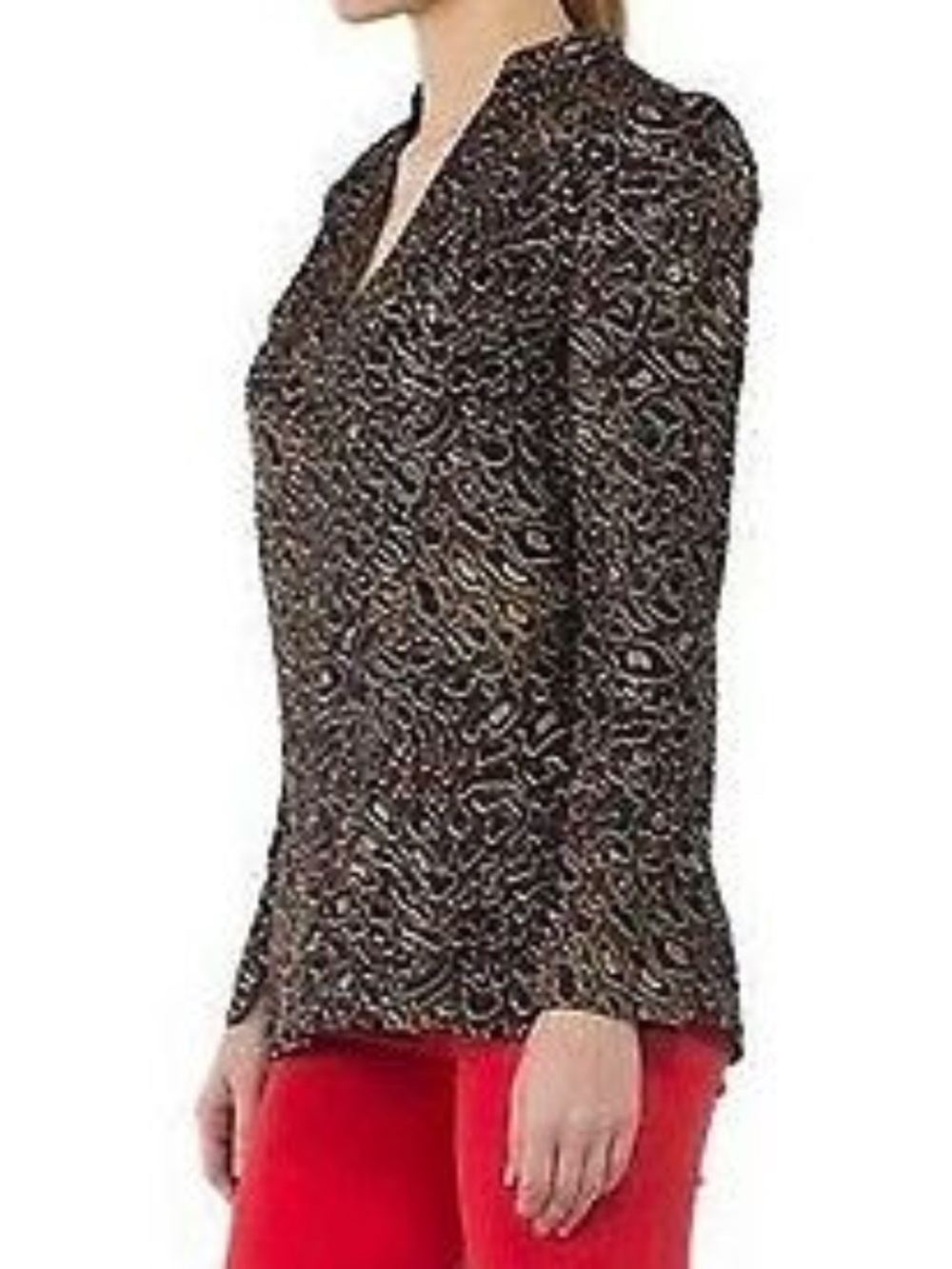 Tory Burch Whitfield Silk Tunic Blouse Animal Print Multi Size 4
